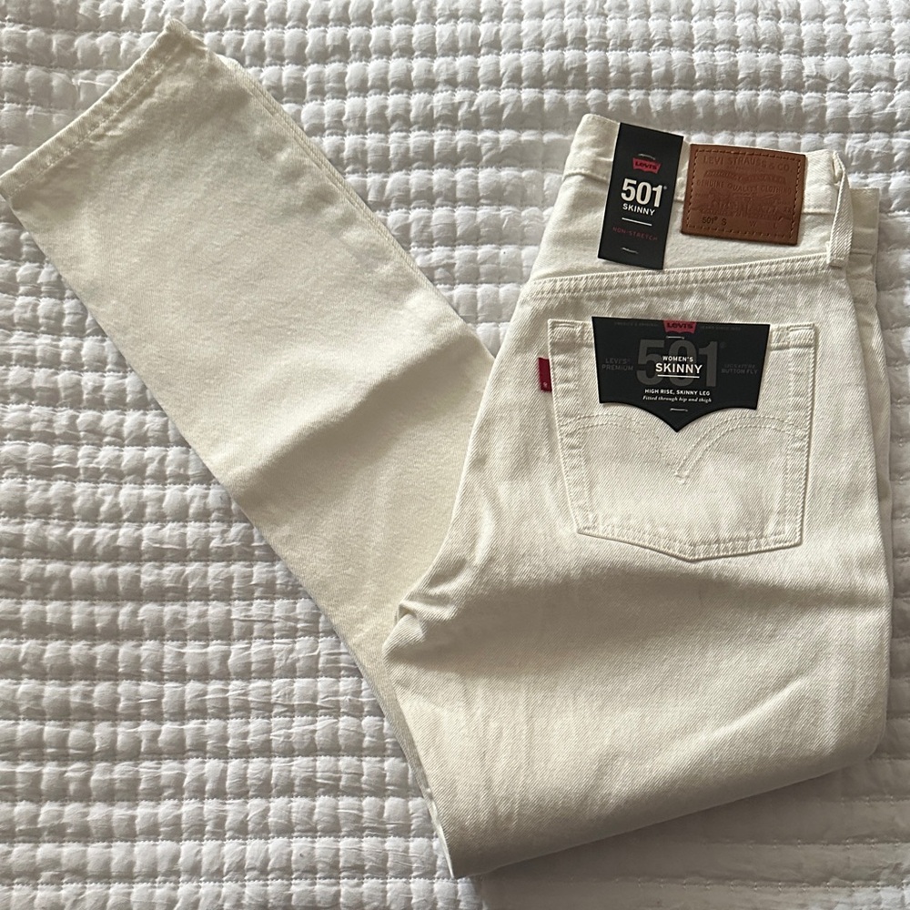 Levi's High Rise Skinny Denim Jeans 27 - Cream/Off White